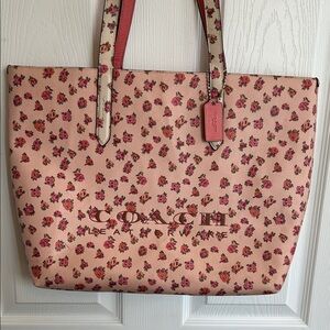 Coach Pink Floral Tote with Original Dust Bag